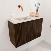 Toiletmeubel Mondiaz Joya Dlux | 60 cm | Meubelkleur Walnut | Faye wastafel Nata Wasbak Links | Zonder kraangat(en)