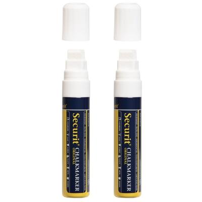 2x stuks securit krijtstift met platte punt - wit - 7-15 mm - schrijven op krijtborden