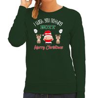 Foute Kersttrui/sweater voor dames - I Wish You Nothing Butt Merry Christmas - groen - Kerstman