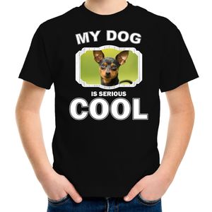 Honden liefhebber shirt Dwergpinscher my dog is serious cool zwart voor kinderen