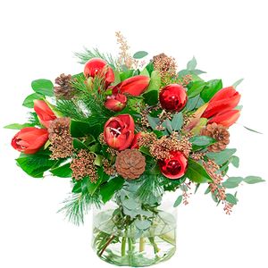 Kerstboeket rode amaryllis