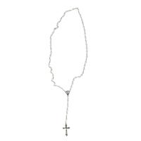 Rozenkrans ketting - extra lang - met kruis - zilver - 100 cm - 6 mm parel kralen   -