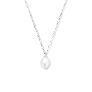 Ketting Parel zilver-zoetwaterparel wit 41 + 4 cm