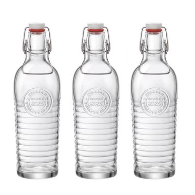 Set van 6x stuks glazen beugelflessen/weckflessen transparant met beugeldop 1,2 liter