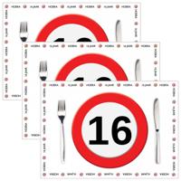 Placemat 16 jaar - 30x stuks - 42 x 30 cm - 90g - papier - verjaardag - jubileum