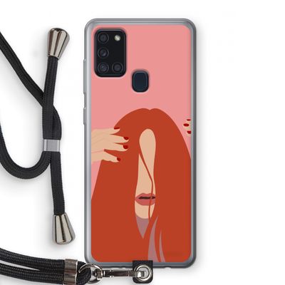 Woke up like this: Samsung Galaxy A21s Transparant Hoesje met koord