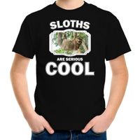T-shirt sloths are serious cool zwart kinderen - luiaarden/ hangende luiaard shirt - thumbnail