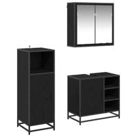 Badkamermeubelset met opslag 3 pcs Zwart eiken 65 x 33 x 60 cm