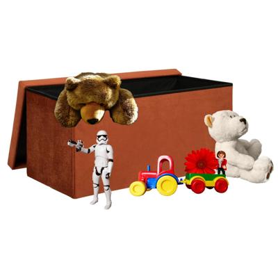 Speelgoed en spullen opbergkist - opvouwbaar - terra - MDF/polyester - 76 x 38 x 38 cm - en zitje