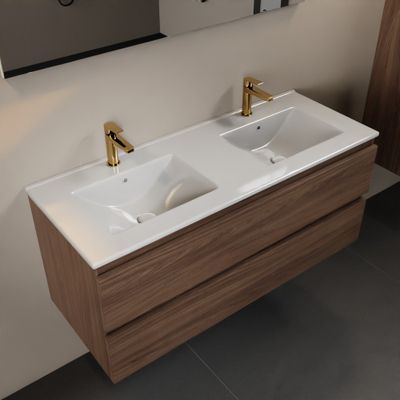 MONDIAZ AIVY 120cm badmeubel Mocha, wastafel glanzend wit keramiek dubbel 2 kraangaten (M60104 - AI-M120MODU)