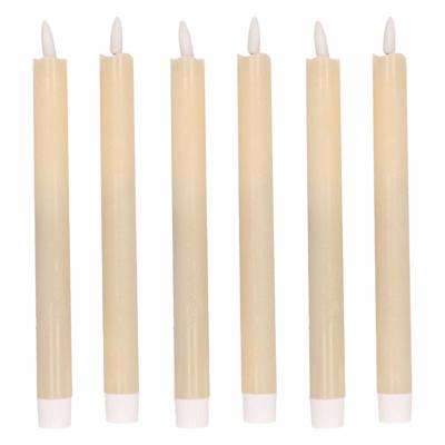 Magic Flame Dinerkaarsen - LED - 6x stuks - creme wit - 25 cm - met glitters