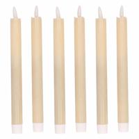 Magic Flame Dinerkaarsen - LED - 6x stuks - creme wit - 25 cm - met glitters