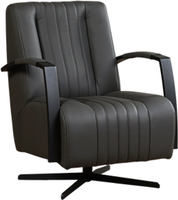 Donkergrijze leren industriële draaifauteuil Galaxy - staal zwart frame met stervoet - Toledo Leer Antracite (donkergrijs leer)