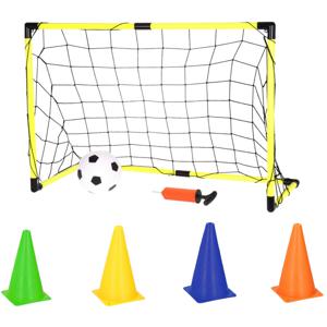 Voetbalgoal/voetbaldoel met bal en pomp incl. 10 gekleurde pionnen - Voetbaldoel