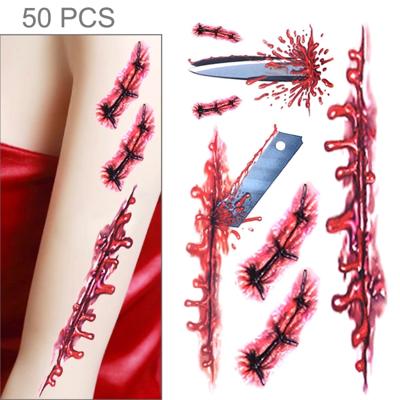 S-045 50 PCS Halloween terreur wond realistische bloed schade litteken tijdelijke tattoo sticker