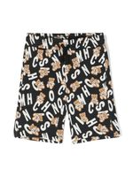 Moschino Kids short imprimé à lien de resserrage - Noir