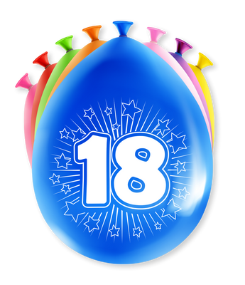 Party Ballonnen Hoera 18 Jaar (8st)