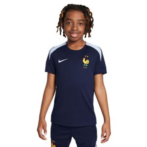 Nike Frankrijk Strike Trainingsshirt 2024-2026 Kids Donkerblauw Lichtblauw