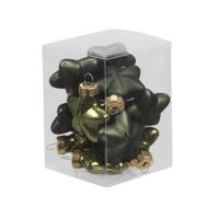 Kerstornamenten - sterren - 12x st - olijf groen - 4 cm - glas - mat/glans - kerstversiering