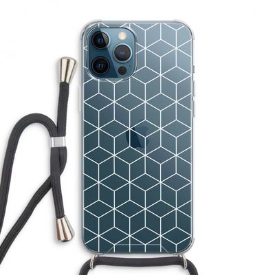 Zwart-witte kubussen: iPhone 12 Pro Max Transparant Hoesje met koord