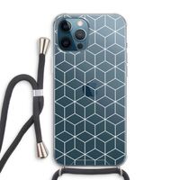 Zwart-witte kubussen: iPhone 12 Pro Max Transparant Hoesje met koord Zwart-witte kubussen: iPhone 12 Pro Max Transparant Hoesje met koord