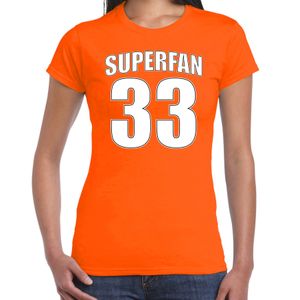 Superfan nummer 33 oranje t-shirt Holland / Nederland supporter racing voor dames XL  -