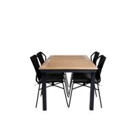 Panama tuinmeubelset tafel 90x152/210cm en 4 stoel Julian zwart, naturel.