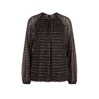 s.Oliver BLACK LABEL semi-transparante top met all over print en plooien zwart - thumbnail