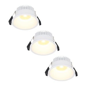 3x Finn Dimbare LED inbouwspot - 10 Watt - Plafondspot - 2700K warm wit - 900 Lumen - Binnen & buiten - Verzonken spot - Wit