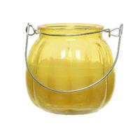 Citronella kaars voor buiten - glas - geel - 15 branduren - D8 x H8 cm - citrus geur - thumbnail