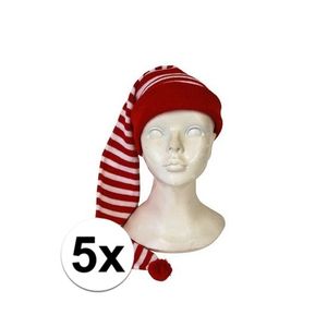 5x stuks slaapmutsen rood en wit