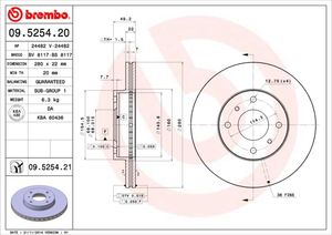 Remschijf BREMBO, Remschijftype: Binnen geventileerd, u.a. für Nissan