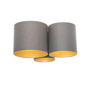 QAZQA Plafondlamp taupe met gouden binnenkant 3-lichts - Multidrum