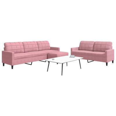 3-delige Loungeset met kussens fluweel roze