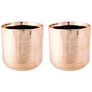 2x Koperen ronde plantenpotten/bloempotten Cerchio 13 cm keramiek