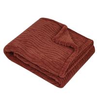 Stof Textiles Plaid/bankdeken/bedsprei Columbia - steenrood - 180 x 220 cm - 2 persoons