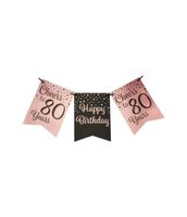Verjaardagsslinger Vaandel 80 Jaar Roze/Zwart (6m)