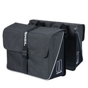 Basil forte dubbele fietstas, zwart/zwart, waterafstotend, 35l