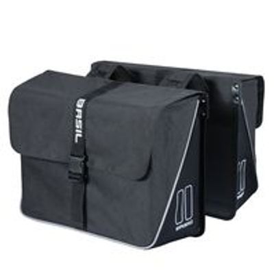 Basil forte dubbele fietstas, zwart/zwart, waterafstotend, 35l