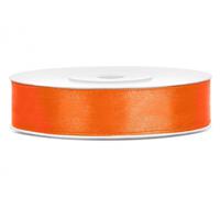 Decoratie satijn sierlint - oranje - 12 mm x 25 meter - Cadeaulint satijnlint - verpakking