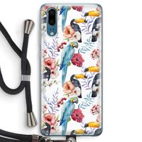 Bloemen tukan: Huawei P20 Transparant Hoesje met koord