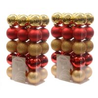 60x stuks kerstballen set goud/rood - Kerstbal