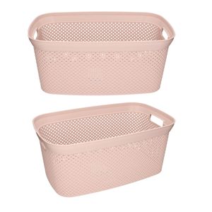 2x Roze wasmanden 35 liter 54 x 34 x 23 cm huishouden