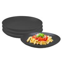 Plasticforte Rond bord/camping bord - 4x - D20 cm - zwart - kunststof - onbreekbaar - servies