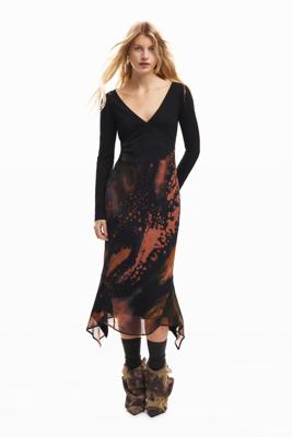 Lange bedrukte jurk - BLACK - XL Lange bedrukte jurk - BLACK - XL