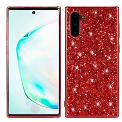 Plating glittery poeder schokbestendig TPU Case voor Galaxy Note 10 (rood)