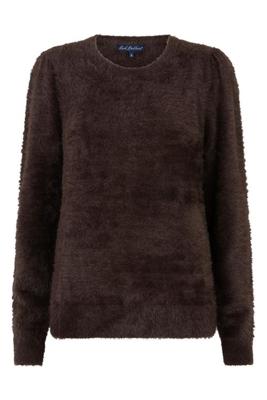 Red Button Fuzzy Puff Sleeve | Espresso
