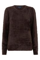 Red Button Fuzzy Puff Sleeve | Espresso