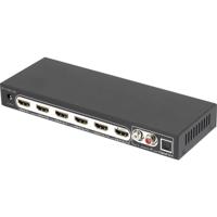 SpeaKa Professional 4 poorten HDMI-splitter Met audiopoorten, Met afstandsbediening 3840 x 2160 Pixel Zwart