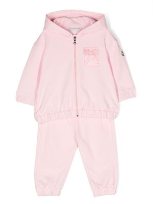 Moncler Enfant survêtement en coton à patch logo - Rose